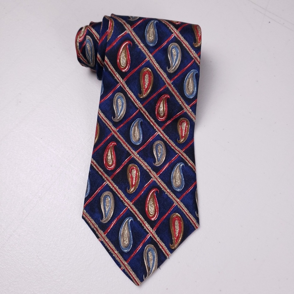 GANT Silk Tie Navy Red Paisley Vintage Menswear Heritage Preppy Artsy Necktie